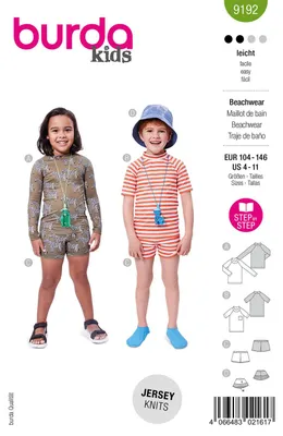 Papierschnittmuster Kinder Schwimm-Shirt & Badehose Gr. 104-146