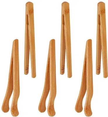 Obrázek produktu pro Ergonomické kuchyňské kleště ze dřeva, bambus, sada 4 ks