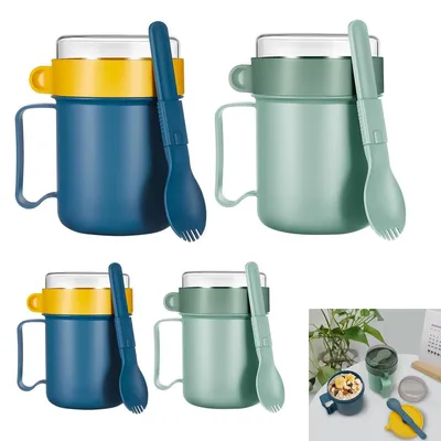 Produktbild von Mikrowellen Suppenbecher 4er Set 500ml, Frühstücksbecher mit Deckel Griff und Dampfauslass
