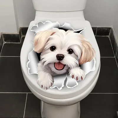 Produktbild von GKA WC Deckel Aufkleber süßer Hund Toilettendeckel Tattoo selbstklebend Toilette Toilettendeckelaufkleber
