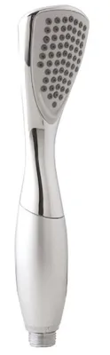 A close-up studio shot of a modern hand shower head.
