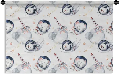 Produktbild von MuchoWow® Wandteppich Wandbehang Muster - Rakete - Tiere - Mädchen - Jungen - Kinder - Kinder 150x100 cm Tapisserie Dekoration Wandtuch - Waschbar - Tapisserien - Wand-Decke
