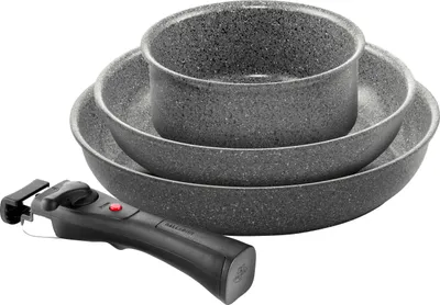 Imagen del producto de Juego de sartenes BALLARINI, 4 piezas | redondas | Aluminio, color gris