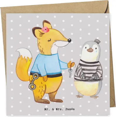 Produktbild von Mr. & Mrs. Panda Grußkarte Justizvollzugsbeamte Herz - Grau Pastell - Geschenk, Verbrecherin, Gefängniswärterin, Gefängnis, Klappkarte, doppelkarte, anlasskarte