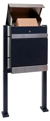 Produktbild von Paketkasten mit Standfuß, Paketstation Standbriefkasten, Metall - Edelstahl verzinkt anthrazit