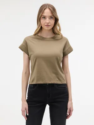 Produktbild von Orsay Khakifarbenes Damen-T-Shirt mit kurzen Ärmeln M