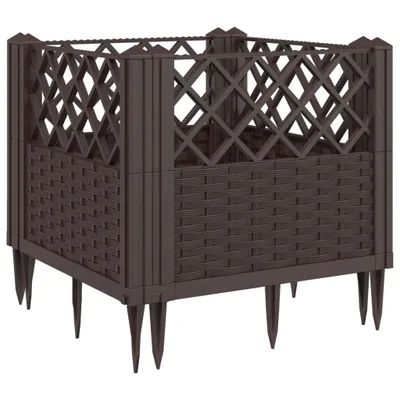 Produktbild von vidaXL Pflanzkasten mit Erdspießen Braun 43,5x43,5x43,5 cm PP