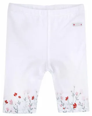 Produktbild von BONDI Baby Mädchen Capri Hose Leggings "Blumenwiese" 86857 | Weiß Größe: 104