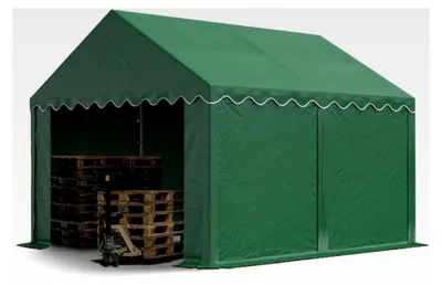 Produktbild von Stabiles Lagerzelt 3x4 m PVC 800 N dunkelgrün wasserdicht mit Bodenrahmen