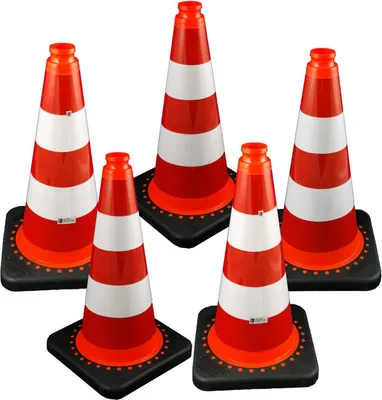 Produktbild von Set 5 Leitkegel 50cm Vollretroreflektierend rot/weiß RA1C schwer