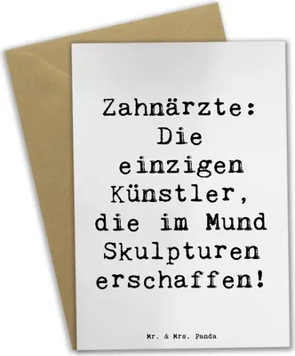 Produktbild von Mr. & Mrs. Panda Grußkarte Spruch Zahnarzt Künstler - Weiß - Geschenk, osterkarten, Berufe, Berufspassion, Handwerk, Dentalhygiene, einladungskarten, Berufsgestaltung