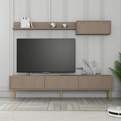 Immagine prodotto di Skye Decor, Lyon 2 - Atlas, oro, mobile TV, Atlas, pannelli truciolari rivestiti al 100% in melamina, 180 x 35 x 43 cm