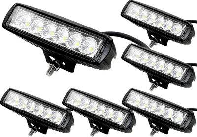 Produktbild von Greenmigo 6X 18W IP67 LED Arbeitsscheinwerfer 12V 24V Arbeitslicht LED Offroad Flutlicht Spotlight Reflektor Scheinwerfer 1800LM