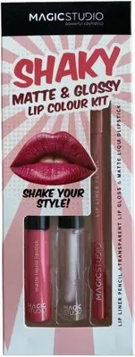 Immagine prodotto di Magic Studio | Set per il trucco SHAKY MATTE & GLOSSY - Colori per labbra - inclusi contorno e gloss - Ideali per labbra perfette