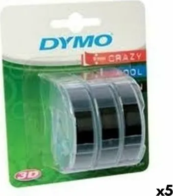 Obrázek produktu pro Laminovaná lepicí páska pro etiketovací stroje Dymo 84773 9 mm x 3 m černá bílá (5 kusů)