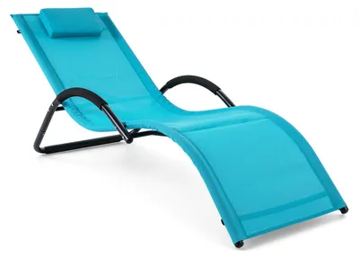 Produktbild von COSTWAY Kippliege Saunaliege mit abnehmbarem Kopfkissen, Gartenliege Bäderliege wetterfest, Sonnenliege Relaxliege bis 160kg belastbar, Blau