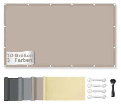 Image de Voile d'ombrage rectangulaire, imperméable, avec œillets, protection UV 95%, résistante à la déchirure, résistante aux intempéries, avec corde, couleur kaki, dimensions 3x5 mètres
