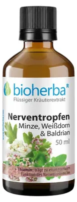 Obrázok produktu pre Kvapky na nervy s mätou, hlohom a valeriánou – tinktúra – 50 ml – Bioherba