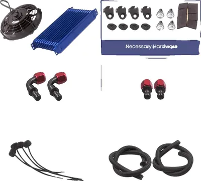 Obrázek produktu pro Sada chladiče oleje, vstup/výstup AN-10, 13,5" x 8,2" x 2", 7" elektrický ventilátor, 1400 CFM, napětí 12V