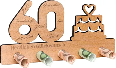 Immagine prodotto di Wobequ supporto in legno per banconote, regalo per il 60° compleanno