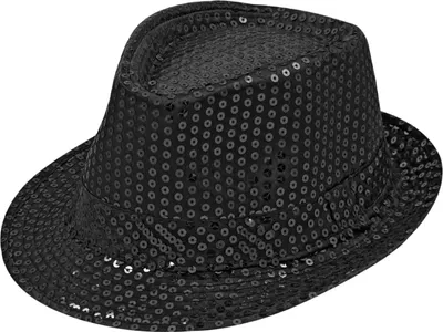 Produktbild von Paillettenhut Partyhut Trilby Hut Blink Fedora Bogart Glitzerhut Disco-Hut, schwarz