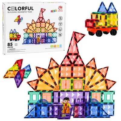 Produktbild von Magnetische Bausteine Set mit 85 Teilen, 3D-Paneele, Bunt, STEM-Lernspielzeug