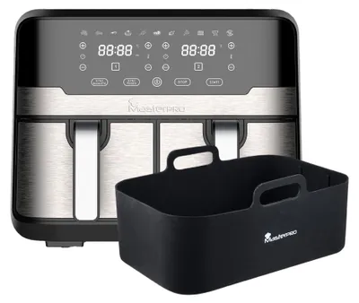 Doppel-Airfryer 9 l, 2400 W, LED-Touch, Antihaft, schwarz