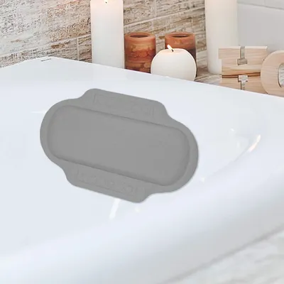Productafbeelding van SPA-badkussen met 8 zuignappen en comfort-nekkussen, zacht, antibacterieel PVC, 25x37cm, grijs