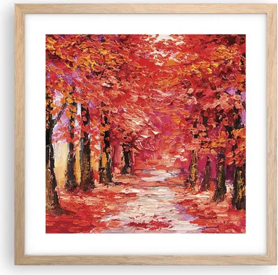 Produktbild von Gerahmtes Poster - Rahmen in heller Eiche - Herbst Park Allee - 40x40 cm - Wand Bild - Wanddeko - Wandbilder - Wandposter - Bilderrahmen - Bilder - Kunstdruck - Wandbild - P2NAC40x40-4292