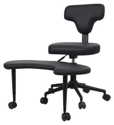 Zdjęcie produktu dla Krzesło biurowe ze skrzyżowanymi nogami, ergonomiczna konstrukcja, podparcie lędźwiowe, czarne