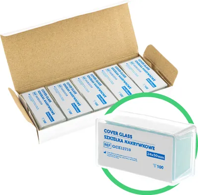 Obrázek produktu pro Krycí sklíčka pro mikroskopy 24 x 50 mm, sada 5 x 100 kusů.