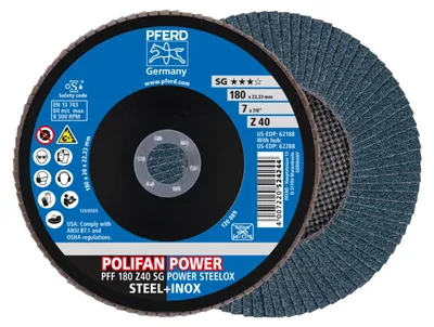 Produktbild von Pferd Lamellenschleifscheibe Körnung 40ZK Durchmesser 180mm flach für Stahl / InoxBohrung 22,23mm - 67684185