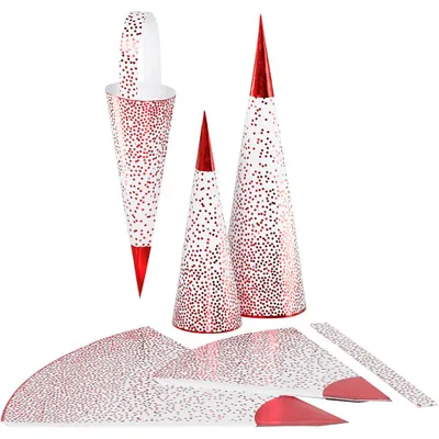 Produktbild von Spitztüten, H 18+28 cm, 120 g, Rot, Weiß, 3 Stk/ 1 Pck [HOB-24364]