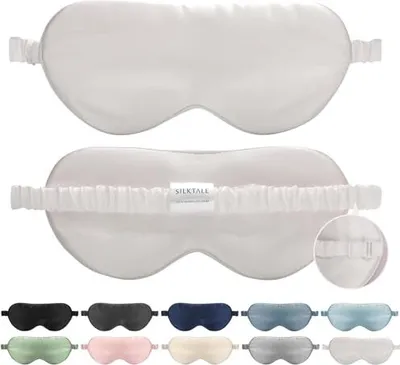 Image de Masque de sommeil en soie pour hommes et femmes, 19 momme 100% mûrier, masque de sommeil respirant, vol de bande élastique confortable et réglable