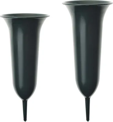 Produktbild von Steckvasen Grab Friedhof Deko grün 11,5 & 13 cm