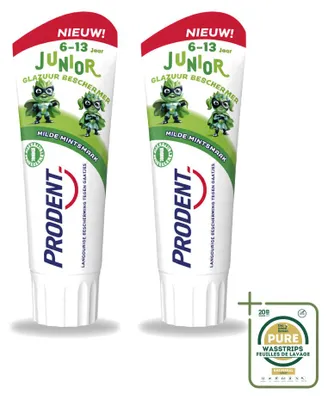 Imagen del producto de 2 tubos de pasta dental para niños Prodent, protector del esmalte, para mayores de 6 años, 75 ml cada uno, pack de 2 unidades