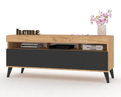 Produktbild von TV-Lowboard Fernsehschrank PLAY STEHEND Craft Eiche/Schwarz 160cm