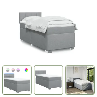 Produktbild von The Living Store Boxspringbett mit Matratze Hellgrau 90x190 cm Stoff