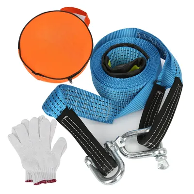 Produktbild von VINGO Abschleppseil blau 5 cm x 5 m Tragkraft  bis 8 Tonne mit 2 Karabinerhaken inkl. Tasche