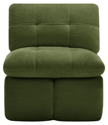 Zdjęcie produktu dla Sofa bez podłokietników z poduszkami, wykonana z materiału typu chenille, bez podłokietników, wygodna, nowoczesna (zielona)