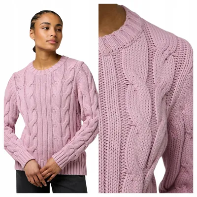 Immagine prodotto di Wrangler | Maglione da donna in cotone con trecce, confortevole, rosa, taglia S