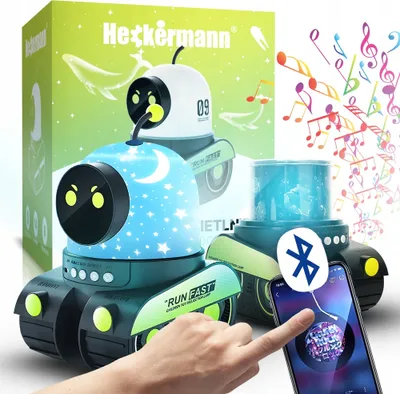 Obrázok produktu pre Heckermann Led Star Projektor - Robot, Nočná Lampa, Bluetooth, 12 Motívov