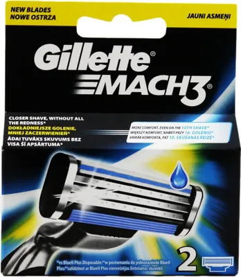 The image shows the packaging of Gillette Mach3 razor blades.