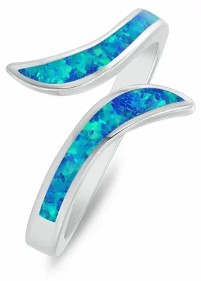 Produktbild von Offener Silberring mit synthetischem Opal RI155WB - Schaltkreis: 55 mm