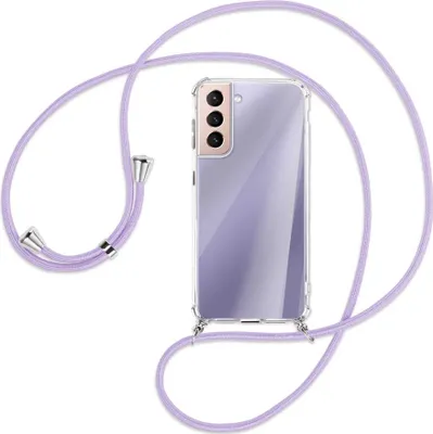 Produktbild von Handykette Backcover-Schutzhülle mit Band (Metall silberfarben) für Samsung Galaxy S21 5G - violett