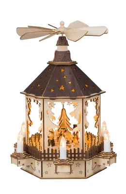 Produktbild von HGD LED-Weihnachtspyramide - spielende Kinder mit Schneemann - winterliche LED-Dekoration zur Winterzeit - CP25-1000