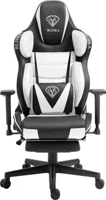 Produktbild von Chair Racing Chefsessel mit Sportsitz und ergonomsichen 4D-Armlehnen Schreibtischstuhl Drehstuhl,Farbe:Schwarz / Weiß