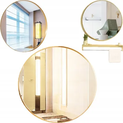 Produktbild von Wandspigel Rund Spiegel 80 cm goldenen Modern Stil Rund Dekorationsspiegel für das Badezimmer