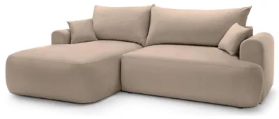 Produktbild von Selsey OVO - Ecksofa mit Schlaffunktion, Stauraum und Samtbezug, beige, links