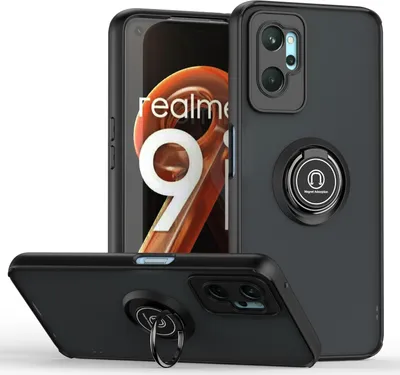 Produktbild von OPPO A36 Hülle, Ring Halter Ständer Matte Transluzent TPU Rahmen Stoßfest Schutzhülle für OPPO A36 Schwarz